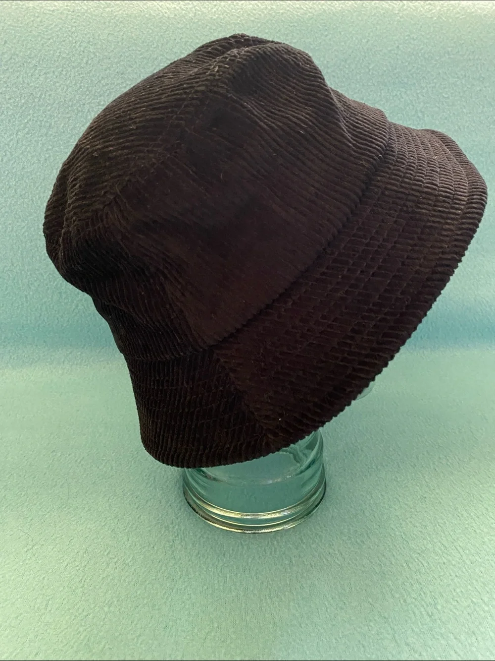 CORDUROY Bucket hat soft cotton black unknown brand beach trendy NEW size OSFA